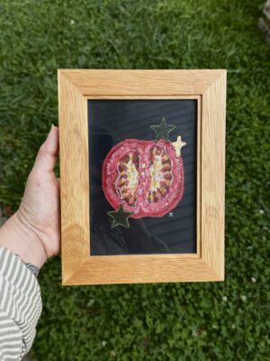 Tomato & Stars - Framed Original in Oil Pastel